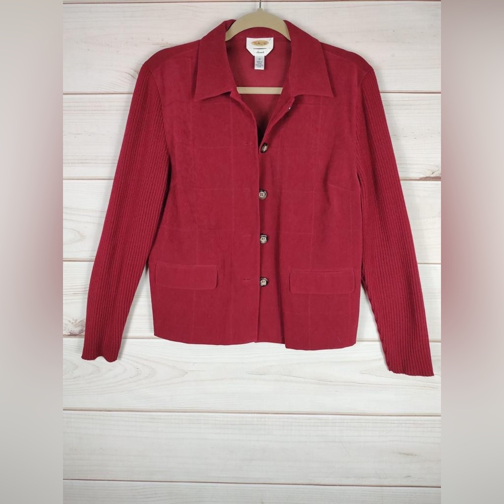 Talbots Sz.10 Jacket Woman’s Red Button Up Long S… - image 1